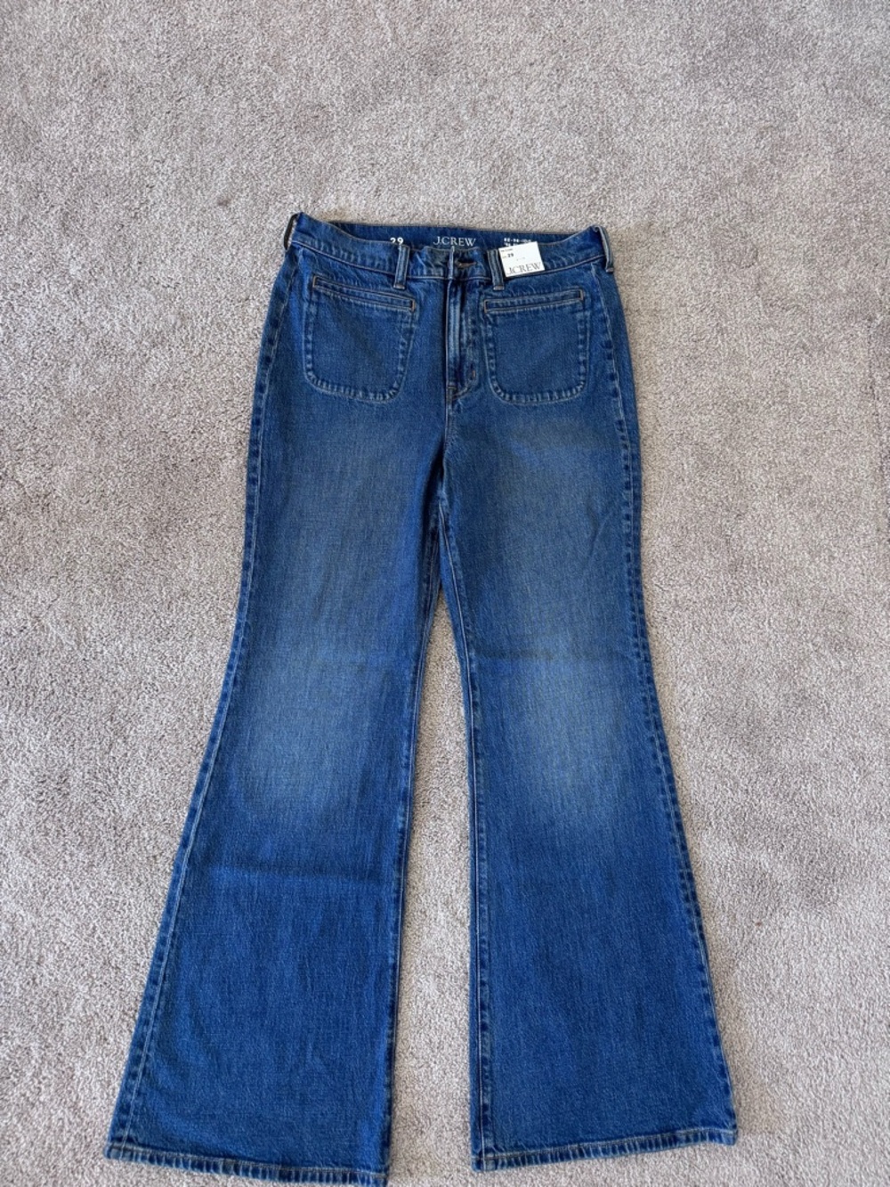 J. Crew Blue Flare-Leg Jeans with Front Patch Pockets